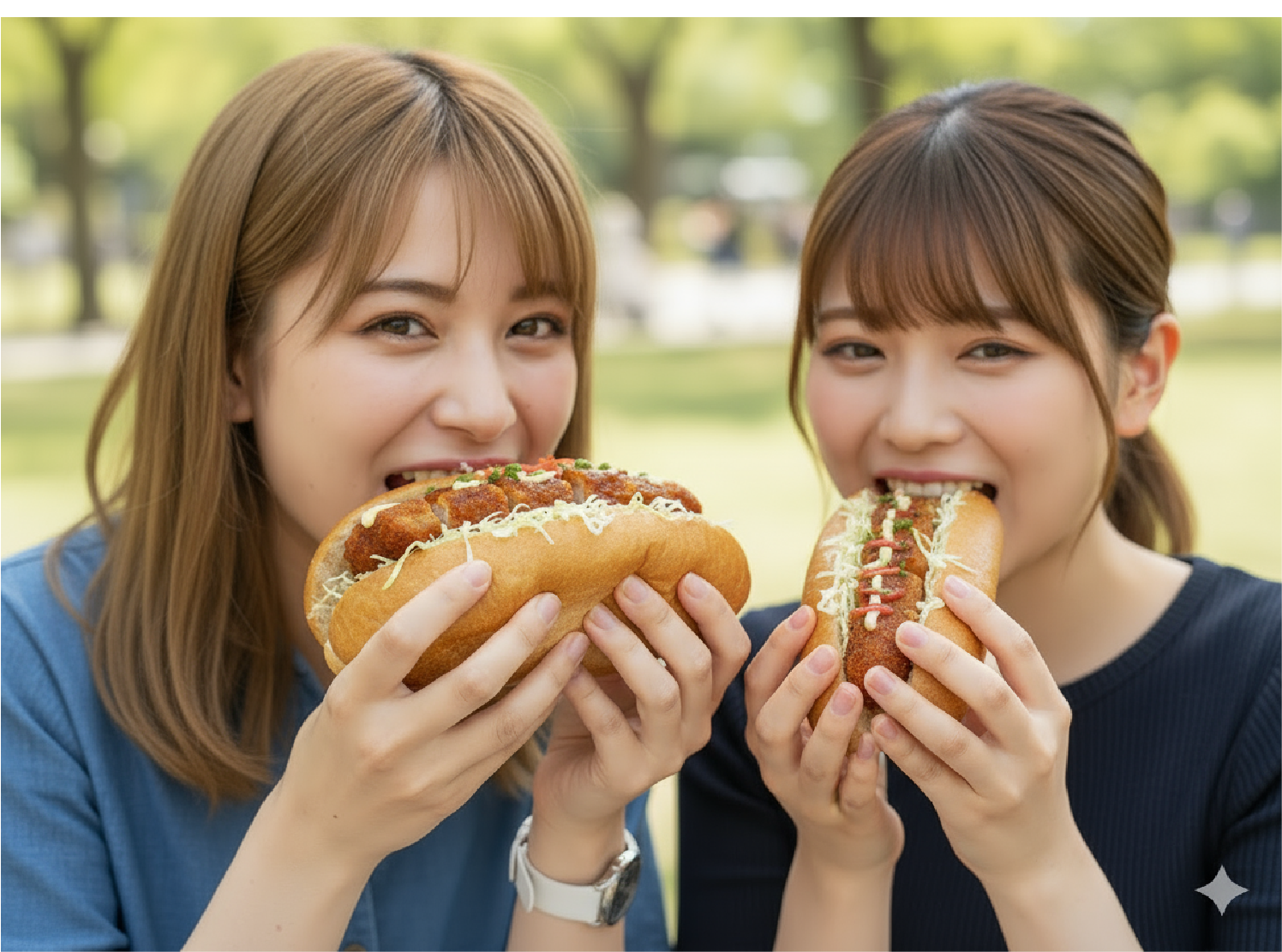 食べている女性